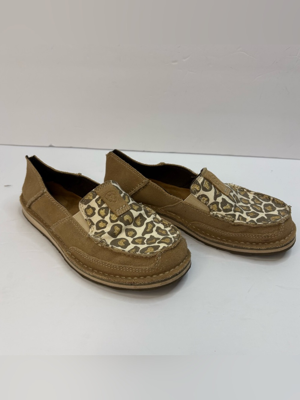 Ariat Cruiser Leopard Slip On Loafers 7B Tan Brown Western Moccasin 10023013